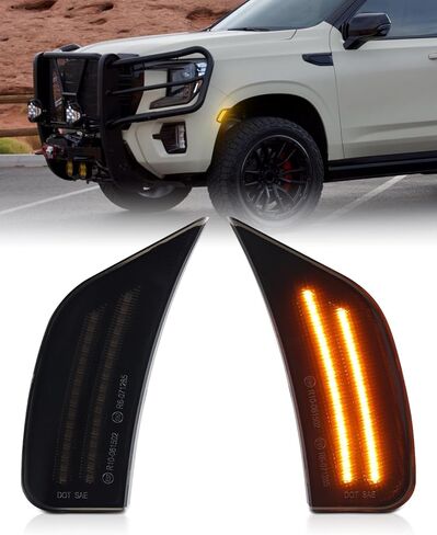 White LED Side Marker Lights for Chevy Tahoe Escalade ESV Yukon XL Denali Suburban 2021 2022 2023 2024 Smoked Lens side marker driving position lights, pack of 2 in Kuwait