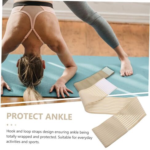 2Pcs Breathable Adjustable Ankle Brace Compression Wraps for Sports and Camping Skin Tone Protective Foot Heel Covers with Sweat Absorbing Material in Saudi Arabia