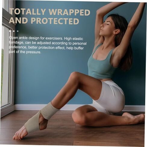 2Pcs Breathable Adjustable Ankle Brace Compression Wraps for Sports and Camping Skin Tone Protective Foot Heel Covers with Sweat Absorbing Material in Saudi Arabia