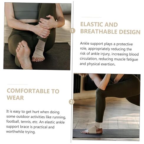 2Pcs Breathable Adjustable Ankle Brace Compression Wraps for Sports and Camping Skin Tone Protective Foot Heel Covers with Sweat Absorbing Material in Saudi Arabia