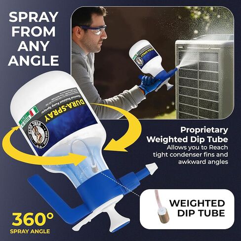 DuraSpray بخاخ مضخة تنظيف الملفات | بخاخ مضخة كيميائية محمولة بزاوية رش 360 درجة | فوهة قابلة للتعديل، أختام EPDM | سعة 48 أونصة in Kuwait