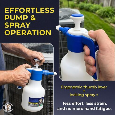 DuraSpray بخاخ مضخة تنظيف الملفات | بخاخ مضخة كيميائية محمولة بزاوية رش 360 درجة | فوهة قابلة للتعديل، أختام EPDM | سعة 48 أونصة in Kuwait