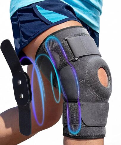 Sparthos Hinged Knee Brace - Relieves ACL, MCL, Meniscus Tear, Arthritis, Tendon Pain - Dual Metal Side Stabilizers - Support for Running, For Men and Women Check Size Chart (Large, 15½-20″ Thigh) in Kuwait