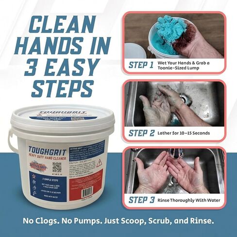 Heavy Duty Powder Hand Cleaner – Perlite Abrasive, Solvent-Free, Unscented – Cuts Grease, Oil, Paint & Industrial Grime – Skin-Safe, Workshop Grade – 101 FL Oz in Kuwait