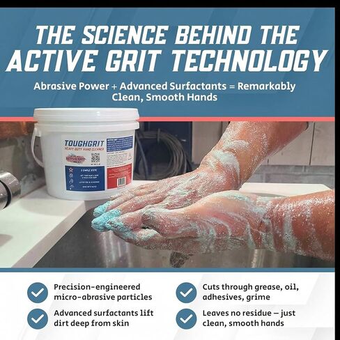 Heavy Duty Powder Hand Cleaner – Perlite Abrasive, Solvent-Free, Unscented – Cuts Grease, Oil, Paint & Industrial Grime – Skin-Safe, Workshop Grade – 101 FL Oz in Kuwait