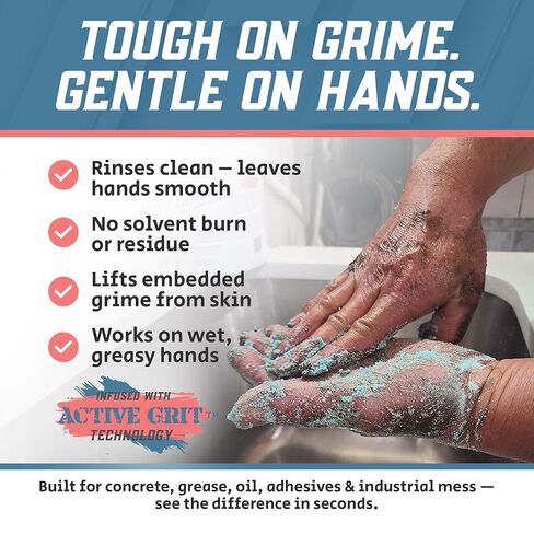 Heavy Duty Powder Hand Cleaner – Perlite Abrasive, Solvent-Free, Unscented – Cuts Grease, Oil, Paint & Industrial Grime – Skin-Safe, Workshop Grade – 101 FL Oz in Kuwait