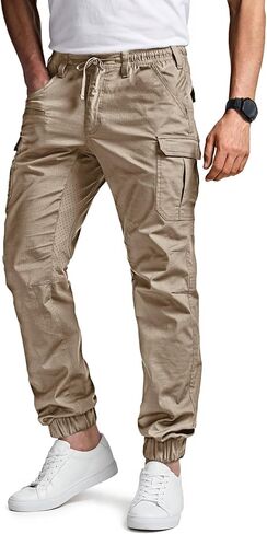 CQR Men's Flex Lightweight Joggers, Elastic Waist Drawstring Casual Pants, Tapered Fit Water Resistant Outdoor Cargo Pants in Saudi Arabia