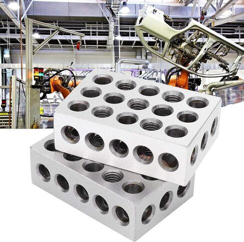 123 Blocks 2Pcs 1-2-3 Precision Blocks Ultra Precision 1 2 3 Blocks Metric Matched Machinist 123 Hardened Steel Milling Tool, Gauge Parallel Clamping Block Lathe Tools with 23 Holes, 2.5 x 5 x 7.5cm in Kuwait