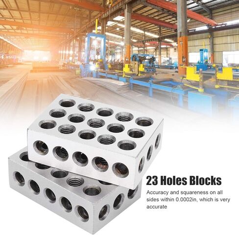123 Blocks 2Pcs 1-2-3 Precision Blocks Ultra Precision 1 2 3 Blocks Metric Matched Machinist 123 Hardened Steel Milling Tool, Gauge Parallel Clamping Block Lathe Tools with 23 Holes, 2.5 x 5 x 7.5cm in Kuwait