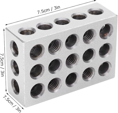 123 Blocks 2Pcs 1-2-3 Precision Blocks Ultra Precision 1 2 3 Blocks Metric Matched Machinist 123 Hardened Steel Milling Tool, Gauge Parallel Clamping Block Lathe Tools with 23 Holes, 2.5 x 5 x 7.5cm in Kuwait
