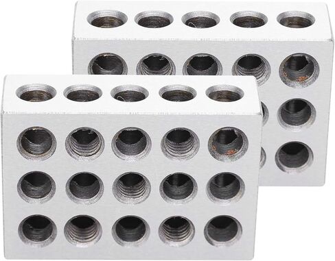 123 Blocks 2Pcs 1-2-3 Precision Blocks Ultra Precision 1 2 3 Blocks Metric Matched Machinist 123 Hardened Steel Milling Tool, Gauge Parallel Clamping Block Lathe Tools with 23 Holes, 2.5 x 5 x 7.5cm in Kuwait