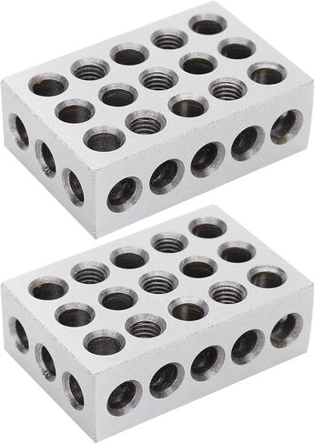 123 Blocks 2Pcs 1-2-3 Precision Blocks Ultra Precision 1 2 3 Blocks Metric Matched Machinist 123 Hardened Steel Milling Tool, Gauge Parallel Clamping Block Lathe Tools with 23 Holes, 2.5 x 5 x 7.5cm in Kuwait