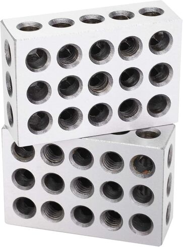 123 Blocks 2Pcs 1-2-3 Precision Blocks Ultra Precision 1 2 3 Blocks Metric Matched Machinist 123 Hardened Steel Milling Tool, Gauge Parallel Clamping Block Lathe Tools with 23 Holes, 2.5 x 5 x 7.5cm in Kuwait