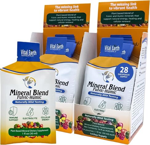 Vital Earth Minerals Detox & Wellness Support 2-Pack – Fulvic Humic Mineral Blend with 70+ Trace Minerals, Electrolytes, 14 Single-Serve Packs/Box in Kuwait