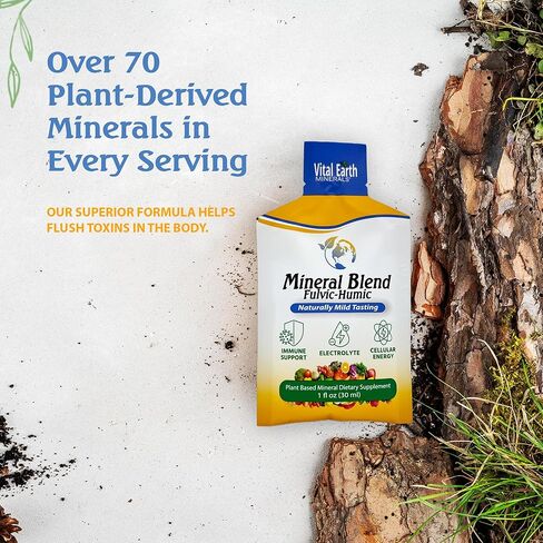 Vital Earth Minerals Detox & Wellness Support 2-Pack – Fulvic Humic Mineral Blend with 70+ Trace Minerals, Electrolytes, 14 Single-Serve Packs/Box in Kuwait