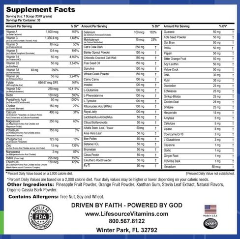 مسحوق LifeSource Vitamins Ultra متعدد الفيتامينات والمعادن - قائم على الغذاء بالكامل - كمية تكفي لمدة 30 يومًا in Kuwait