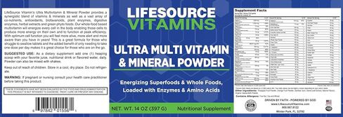 مسحوق LifeSource Vitamins Ultra متعدد الفيتامينات والمعادن - قائم على الغذاء بالكامل - كمية تكفي لمدة 30 يومًا in Kuwait