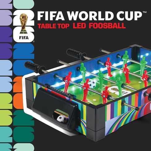 FIFA Tabletop LED Foosball, Light Up Soccer Playfield with Score Trackers and Ball Return, Compact Indoor Family Activity, 2 Foosballs Included in Saudi Arabia