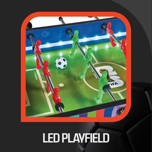 FIFA Tabletop LED Foosball, Light Up Soccer Playfield with Score Trackers and Ball Return, Compact Indoor Family Activity, 2 Foosballs Included in Saudi Arabia