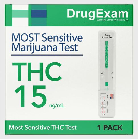 15 Pack - DrugExam Made in USA Most Sensitive Marijuana THC 15 ng/mL Single Panel Drug Test Kit - Marijuana Drug Test with 15 ng/mL Cutoff Level for Detecting Any Form of THC (15) in Saudi Arabia