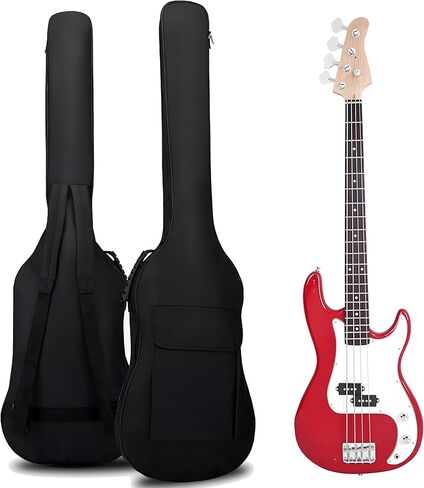 TBACW Bass Guitar Case - Bass Guitar Gig Bag 0.25 Inch Thick Padding Backpack Soft & Large Pocket & Back Hanger Loop Black (Bass Guitar Bag) in Kuwait