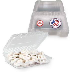 حاويات معجنات بلاستيكية من MT Products - حاويات طعام صدفية مقاس 9.38 بوصة × 6.75 بوصة × 2.62 بوصة للسلطة والكوكيز والحلويات (عبوة من 30 قطعة) - صنع في الولايات المتحدة الأمريكية in Kuwait