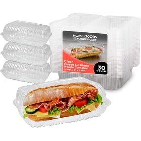 Clear Hoagie Containers 10x5x3 Inch – 30 Pack | Disposable Plastic Sub Sandwich Containers with Hinged Lids – BPA-Free, Clamshell To-Go Containers for Deli, Takeout, Bakery, Food Trucks in Kuwait