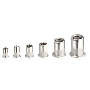 Qinlu-Washers 50pcs Stainless Steel Through Hole Countersunk Head Rivet Nut Round Riveted Nuts with Knurling M3*9 M4*10 M5*12 M6*14, for Factories Repair(M3x9) in Saudi Arabia
