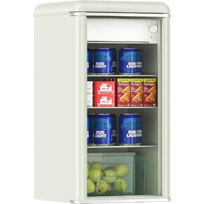 4.9 Cu.Ft Retro Beverage Cooler Double Glass Door Fridge - Holds 120 Cans,8-liter freezing space 5 Temp Settings Adjustable Shelves, Quiet 42dB - Perfect for Kitchen, Bar, Dorm in Kuwait