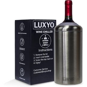 LUXYO Wine Bottle Chiller – Portable Insulated Champagne Cooler for 750ml Bottles, Stainless Steel Double Wall Bucket for Hosting, Gifts & Outdoor Use in Saudi Arabia