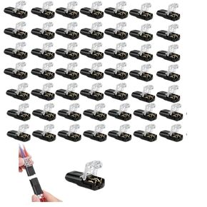 2026 Upgraded 50pcs Double-Wire Quick Connect Plugs, Locking Buckle Snap-On Blocks for LED Strip Lights, No Soldering Wire Connectors for Low-Voltage DIY Crafting and Model Kits (Pack of 50) in Kuwait