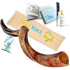 Holy Voice Kosher Kudu Shofar Horn from Israel – Traditional Half-Polished Yemenite Shofar Includes Carrying Bag, Brush and Blowing Guide - Easy Blowing Ancient Musical Instrument (12"-16") in Kuwait