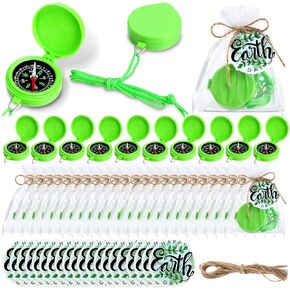 24 Set Earth Day Compass Party Favors Mini Green Compass Bulk with Tag Organza Bags Earth Day Giveaways Classroom Gift Small Compasses with Hanging Rope for School Prizes Reward Environmental Activity in Saudi Arabia