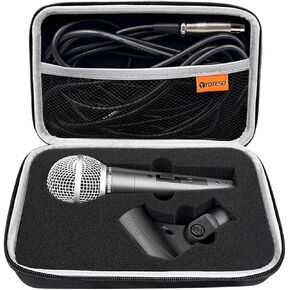 حافظة ميكروفون متوافقة مع ميكروفونات Shure SM58/ SM57/ PGA48/ SM58S/ BETA 58A/ PGA58 الصوتية الديناميكية القلبية، غطاء كاريوكي ميكروفون محمول لمحول حامل A25D وكابل - صندوق فقط - أسود in Kuwait