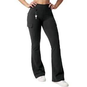 HOTSUIT Cargo-Yoga-Pants for Women 6 Pockets Stretch Work Trouser Adjustable High Waist Leggings Office Casual Travel 29'' in Kuwait