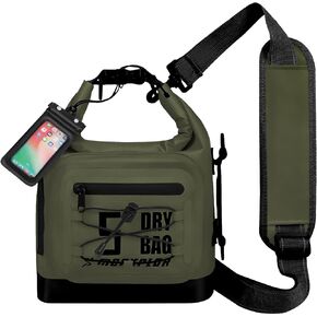 حقيبة جافة مقاومة للماء، 5 لتر/10 لتر/20 لتر/30 لتر، حقيبة ظهر جافة مع حافظة هاتف مقاومة للماء للسباحة، قوارب الكاياك (أزرق سماوي 10 لتر) in Kuwait