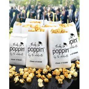 Class of 2026 Thanks for Popping By to Celebrate Popcorn Bags Graduation Party Favors Popcorn Treat Snack Goodie Paper Bags Grease Resistant (200) in Kuwait