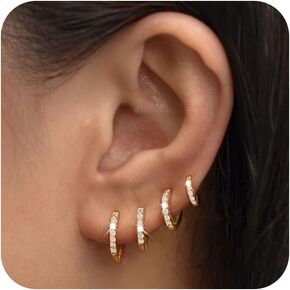 أقراط Lexody Gold Arrings للنساء ، و Dainty 14K Gold Gold Hoops Hoops Trains Trouing in Kuwait