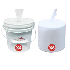 Dry Wipe Kit: 7200 Wipes (7" x 6"): Make Your Own Wet Wipes Using Your Preferred Cleaning Solution: 6 Mega Rolls + 4 Dispensing Buckets in Kuwait
