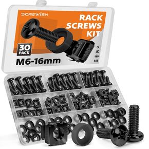 60 Pack 10-32 Rack Screws with Nylon Washers, Self-Guiding Pilot Point, Carbon Steel Black Zinc Plated for Server Racks, Network Cabinets in Saudi Arabia