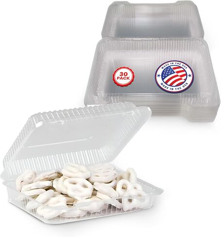 حاويات معجنات بلاستيكية من MT Products - حاويات طعام صدفية مقاس 9.38 بوصة × 6.75 بوصة × 2.62 بوصة للسلطة والكوكيز والحلويات (عبوة من 30 قطعة) - صنع في الولايات المتحدة الأمريكية in Saudi Arabia