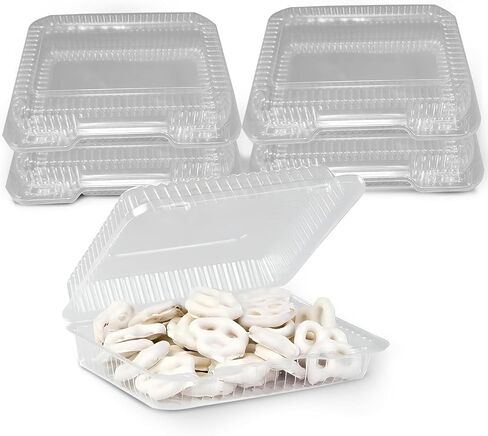 MT Products Plastic Pastry Containers – 9.38" x 6.75" x 2.62" Clamshell Food To Go Containers for Salad, Cookies & Desserts (Pack of 30) – Made in USA in Saudi Arabia