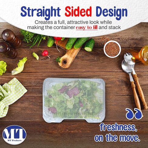 MT Products Plastic Pastry Containers – 9.38" x 6.75" x 2.62" Clamshell Food To Go Containers for Salad, Cookies & Desserts (Pack of 30) – Made in USA in Saudi Arabia