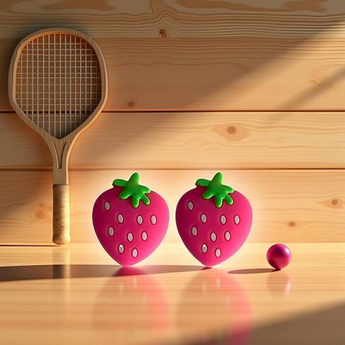 4Pcs Strawberry Tennis Racket Vibration Dampener Soft Silicon Racket Dampener Cartoon Shape Tennis Racquet Shock Absorbers Tennis Racket for Racquetball in Kuwait