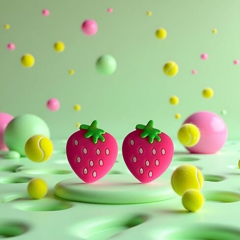 4Pcs Strawberry Tennis Racket Vibration Dampener Soft Silicon Racket Dampener Cartoon Shape Tennis Racquet Shock Absorbers Tennis Racket for Racquetball in Kuwait