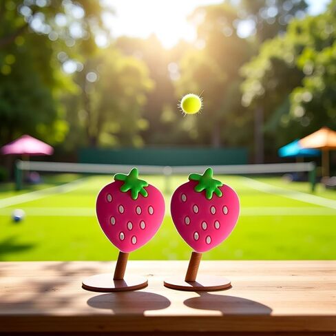 4Pcs Strawberry Tennis Racket Vibration Dampener Soft Silicon Racket Dampener Cartoon Shape Tennis Racquet Shock Absorbers Tennis Racket for Racquetball in Kuwait