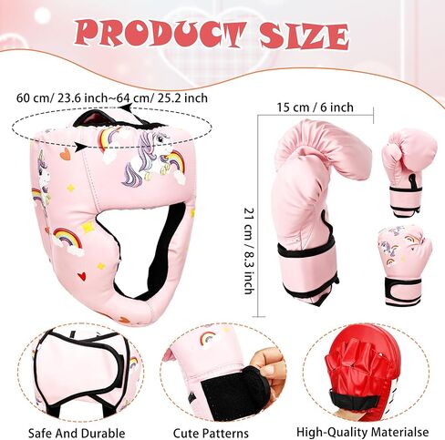 Boxing Headgear and Gloves Set for Kids 3 in 1 Including Adjustable Headgear and Boxing Gloves and Punching Mitts for Kids Kickboxing Thai Training in Kuwait