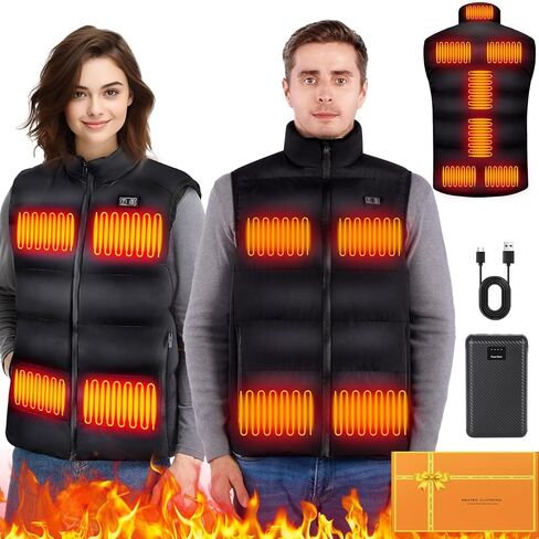 Heated Vest for Men,11-17 Heating Zones Rechargeable Heated Vest with 7.4v 16000mAh Battery for Outdoor Travel Etc in Kuwait