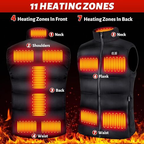 Heated Vest for Men,11-17 Heating Zones Rechargeable Heated Vest with 7.4v 16000mAh Battery for Outdoor Travel Etc in Saudi Arabia