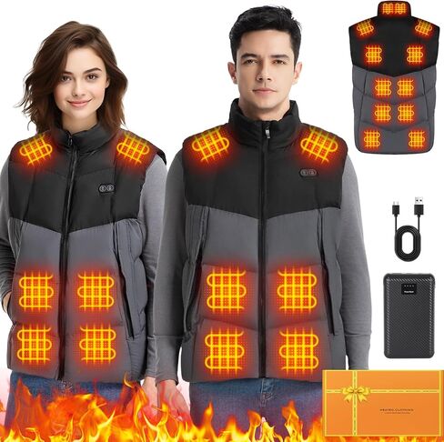 Heated Vest for Men,11-17 Heating Zones Rechargeable Heated Vest with 7.4v 16000mAh Battery for Outdoor Travel Etc in Saudi Arabia